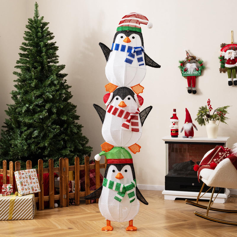 Load image into Gallery viewer, Lighted Penguins Decoration with Warm White Lights and Cute Hats
