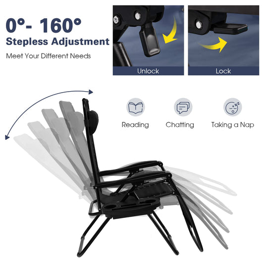Goplus 2PC Zero Gravity Chairs Lounge Patio Folding Recliner