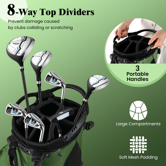 Goplus Golf Stand Bag with 8-Way Top Dividers Rain Hood 5 Pockets