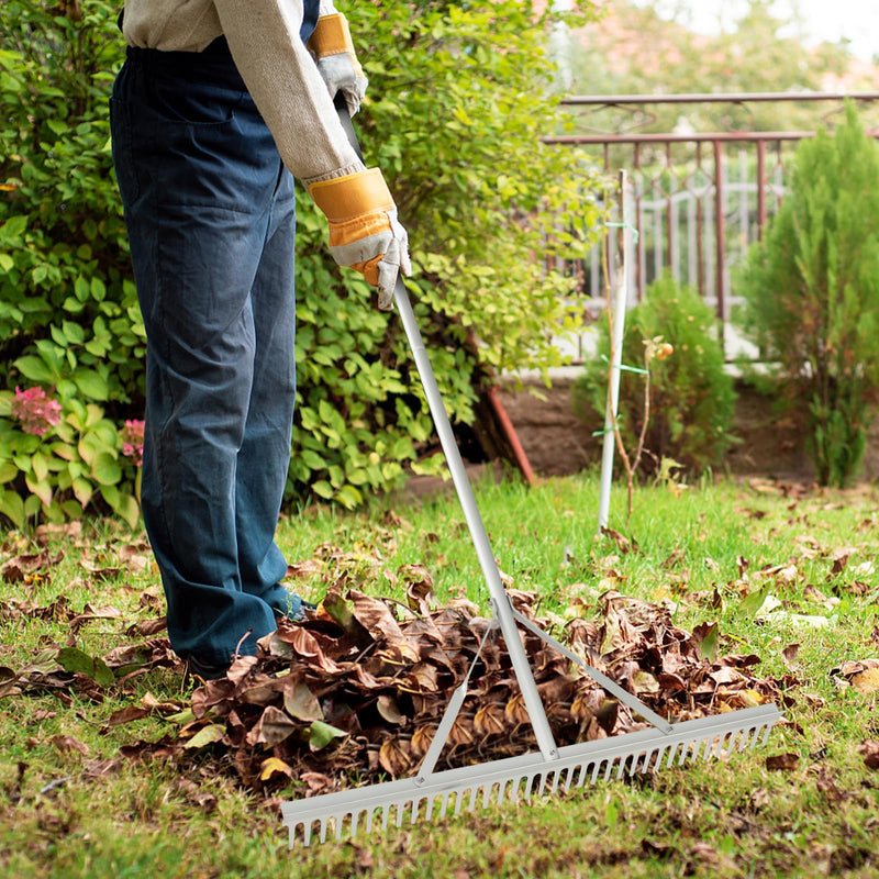 Load image into Gallery viewer, Goplus Landscape Rake 36 Inch, Aluminum Rake Head w/36 Tines and 68&quot; Long Non-slip Handle, Yard Rake Tool for Loosening &amp; Leveling Soil
