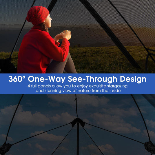 Goplus Pop-up Camping Tent 2-3 Person, 360° One-Way See-Through Family Tent, Waterproof Windproof 4-Season Shelter Tent