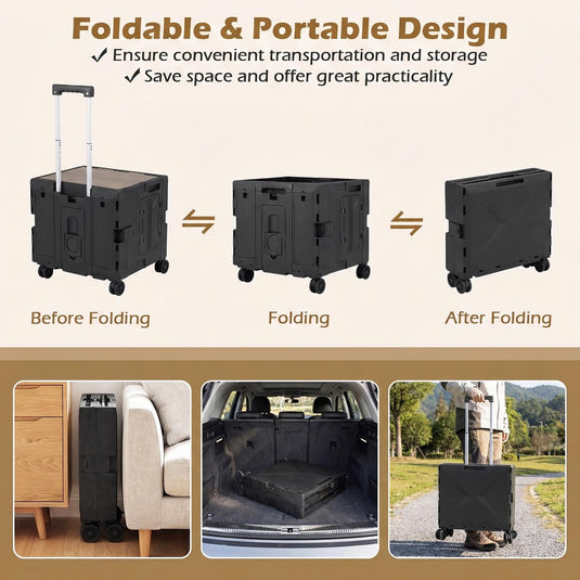 Goplus Foldable Utility Cart on 4 Rotate Wheels