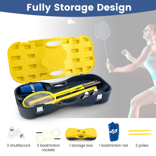 Goplus Portable Badminton Net Set, Volleyball Badminton Net with Storage Base
