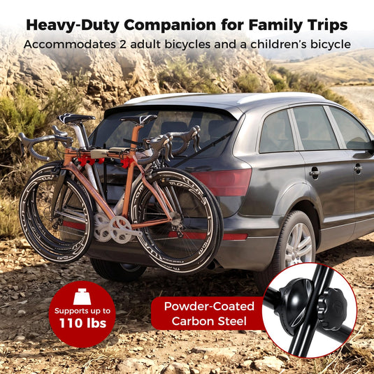 Goplus 3-Bike Trunk Mount Bike Rack Foldable Carbon Steel Bicycle Carrier