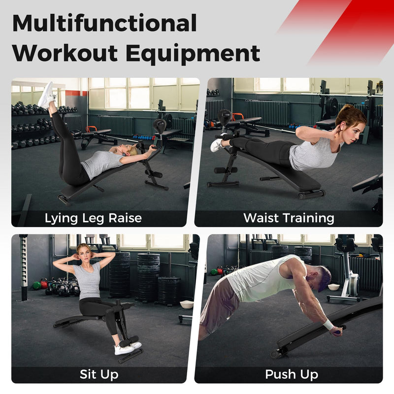 Load image into Gallery viewer, Goplus Adjustable Decline Sit Up Bench for Exercise, Foldable Curved Slant Bench with High Density Foam Cushioned Seat
