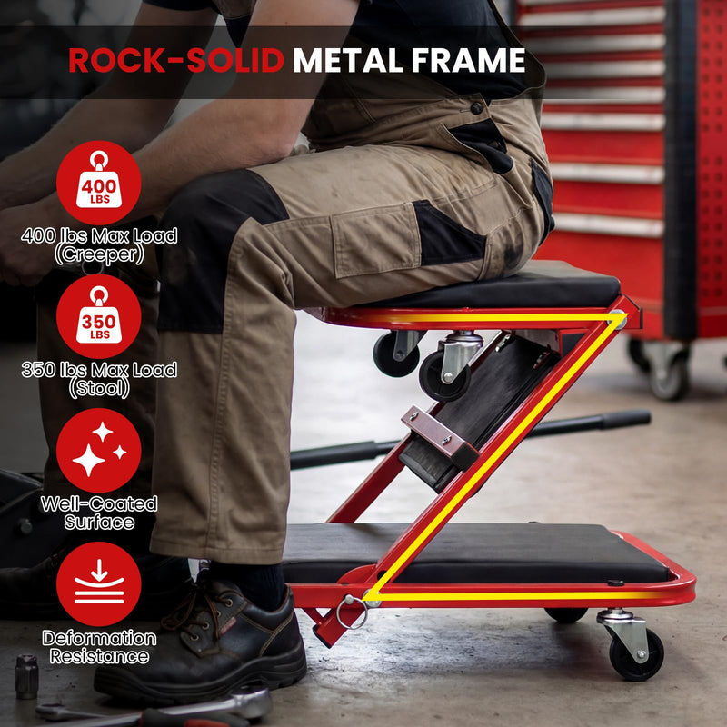 Load image into Gallery viewer, Goplus 36" Folding Flat Automotive Creeper with Padded Seat &amp; 6 Swivel Casters
