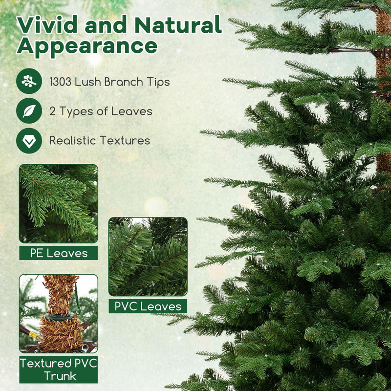 Load image into Gallery viewer, Goplus 7 FT Pre-Lit Artificial Christmas Tree with 1303 PE &amp; PVC Branch Tips
