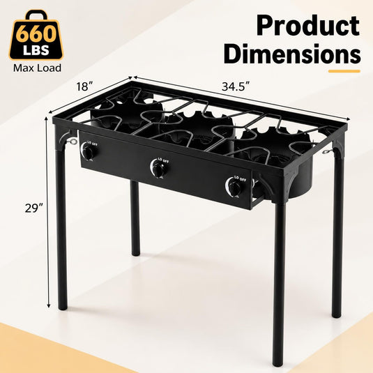 Goplus Outdoor Three Burner Gas Stove | 240,000 BTU High Pressure