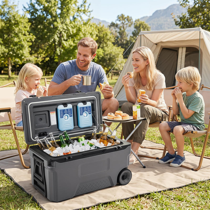Load image into Gallery viewer, Goplus 53/74 QT Insulated Hard Cooler Portable Rolling Cooler w/Wheels
