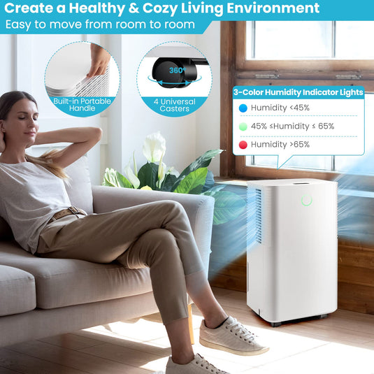 2000 Sq. Ft Dehumidifier with 3 Modes, 2 Speeds, LED Touch Control Panel, Dehumidifier for Home Office