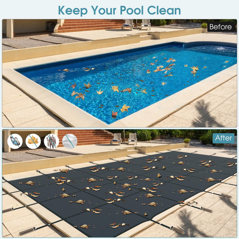 Load image into Gallery viewer, Goplus Safety Pool Cover, Fits 40FTx20FT Inground Swimming Pools, Rectangle Winter Leaf Pool Cover
