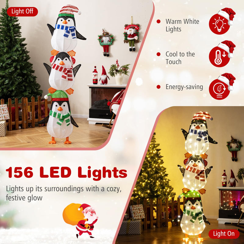 Load image into Gallery viewer, Lighted Penguins Decoration with Warm White Lights and Cute Hats
