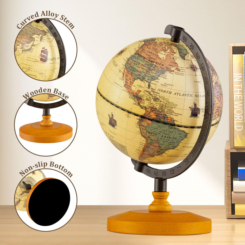 Load image into Gallery viewer, Goplus 5.5-Inch Mini Antique World Globes w/Curved Alloy Stem

