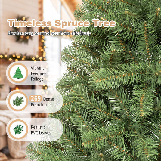 Goplus 4FT Christmas Tree | Hinged Spruce Fir Tabletop Small Xmas Tree