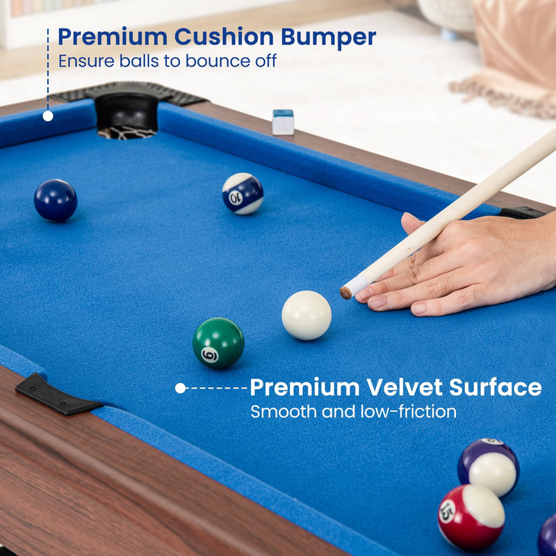 Load image into Gallery viewer, Goplus 48” Pool Table, Wooden Billiards Table w/ 2 Cue Sticks, 16 Balls, 2 Chalks, Triangle, Brush
