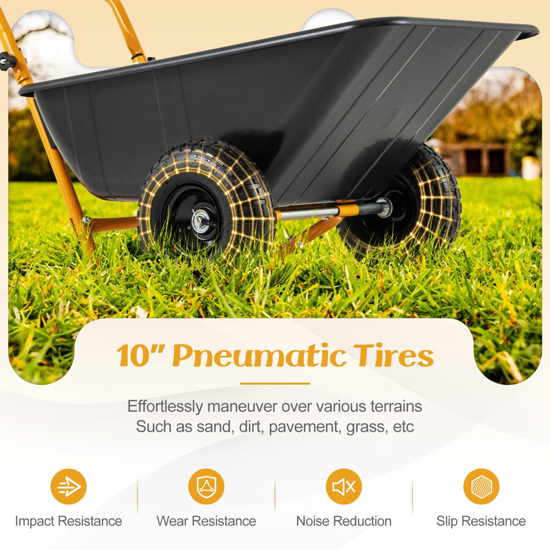 Load image into Gallery viewer, Goplus Dual-Wheel Wheelbarrow, Heavy-Duty Garden Utility Cart w/Pneumatic Tires, 330LBS Capacity
