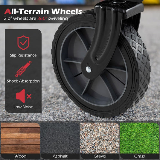 Goplus 38" Collapsible Wagon Cart with All-Terrain Wheels & 2 Cup Holders