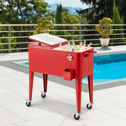 Goplus 80-Quart Portable Insulated Drink Beverage Cooler for Patio Backyard Deck Pool