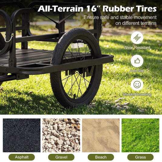 Goplus Heavy-Duty Bike Cargo Trailer with Universal Hitch & 16” Large Tires