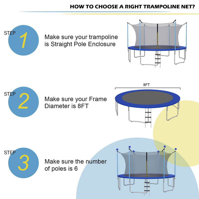 Load image into Gallery viewer, Goplus Trampoline Safety Net for 8FT 10FT 12FT 14FT 15FT 16FT Round Frame Trampoline, Weather-Resistant
