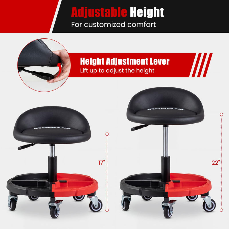 Load image into Gallery viewer, Goplus 360° Rolling Mechanic Stool with One Tier Tool Storage Tray ( 330LBS Capacity )

