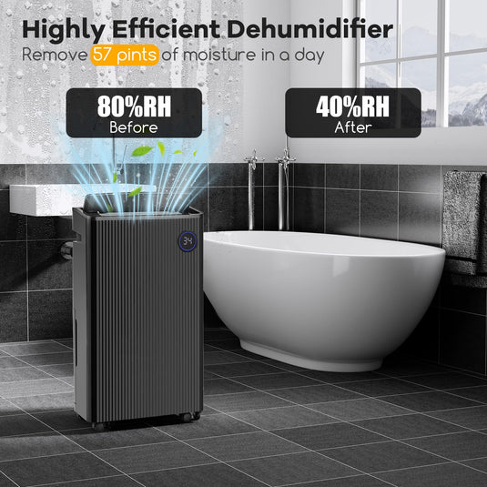 4500 Sq. Ft Dehumidifier for Basement, 57 Pints Quiet Dehumidifier w/Drain Hose
