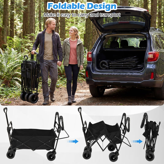 Goplus Collapsible Wagon with Removable Canopy & Detachable Storage Bag