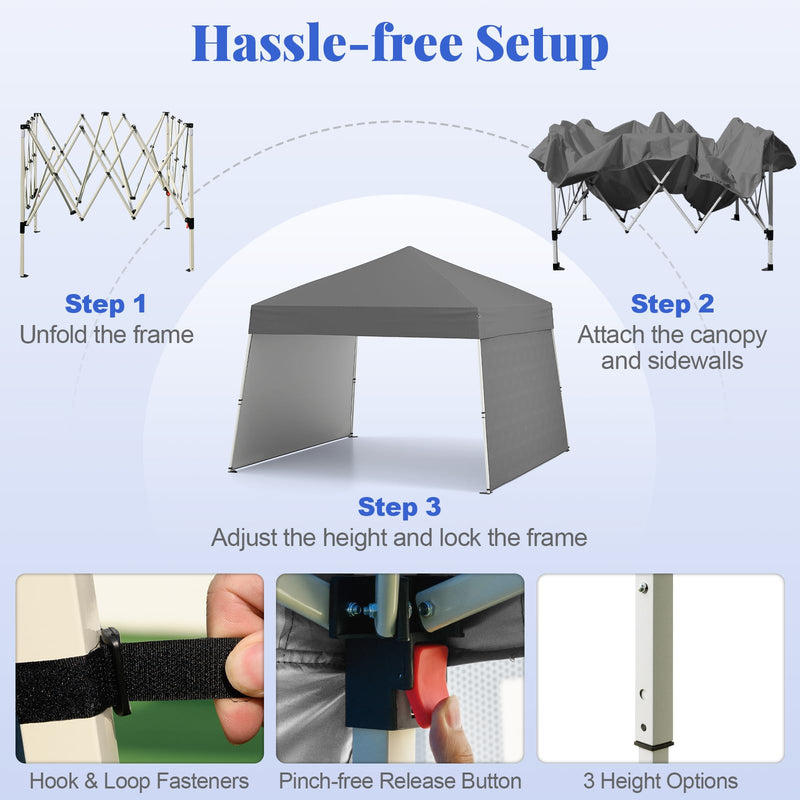 Load image into Gallery viewer, Goplus 9.2x14 FT Pop Up Canopy with 2 Sidewalls Easy Up Outdoor UPF50+ Patio Canopy w/Adjustable Slant Legs
