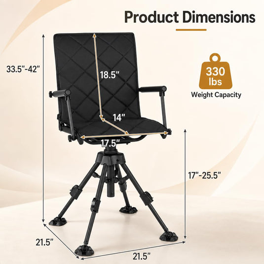 Goplus 360° Swivel Hunting Chair with Adjustable Height and Removable Cushion