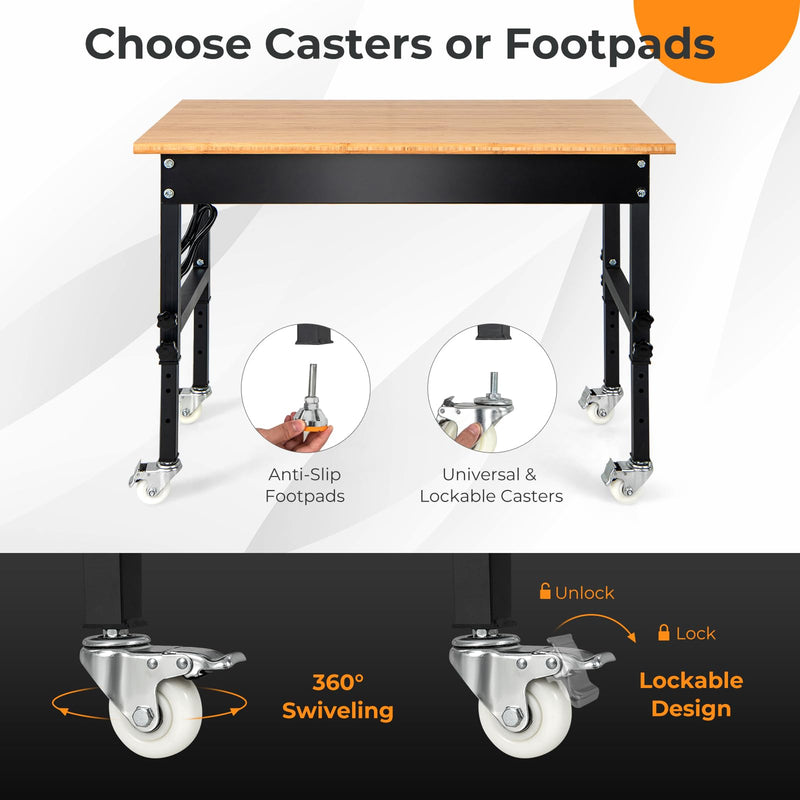 Load image into Gallery viewer, Goplus Work Bench with Power Outlet, 48¡±Adjustable Rolling Work Table w/Removable Wheels &amp; Foot Pads, 1984LBS Capacity
