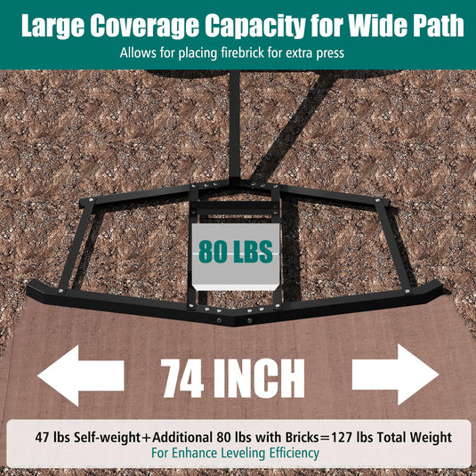 Goplus 74" Wide Driveway Drag Tow Behind Landscape Leveling Rake w/Reinforced Bars