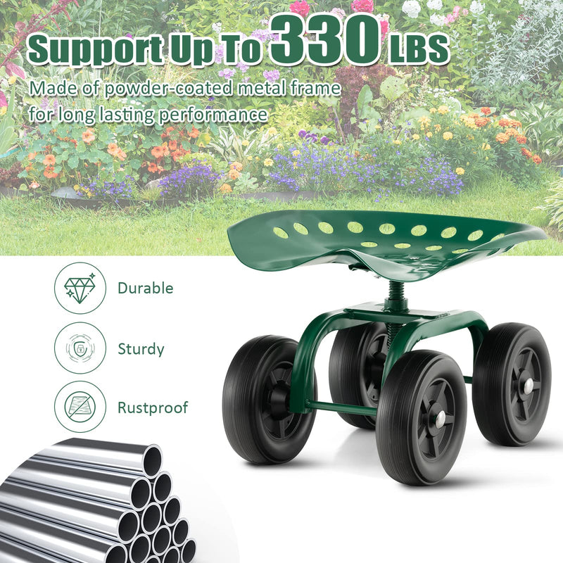 Load image into Gallery viewer, Utility Stool Cart w/Adjustable 360 Degree Swivel Seat - Goplus
