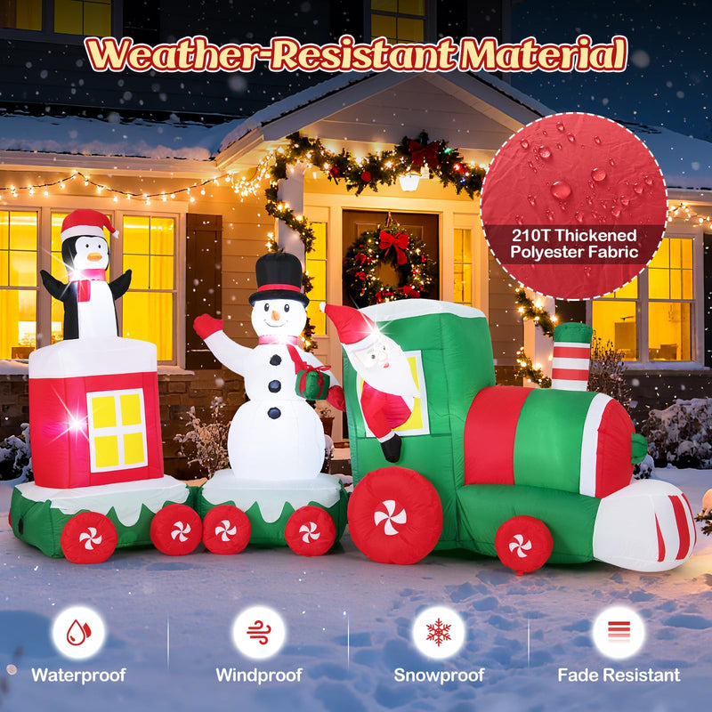 Load image into Gallery viewer, Goplus 11.5 Ft Christmas Inflatable Train with Santa Snowman Penguin
