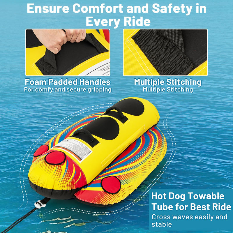 Load image into Gallery viewer, 1-2 Rider Hot Dog Tube for Boat to Pull
