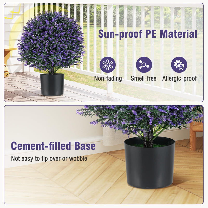 Load image into Gallery viewer, Goplus 21.5’’ Artificial Lavender Topiary Ball Tree Set of 2
