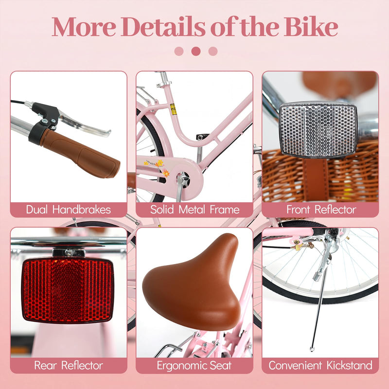 Load image into Gallery viewer, Goplus Beach Cruiser Bike with Basket Rear Rack Bell for Teens Adults Ladies
