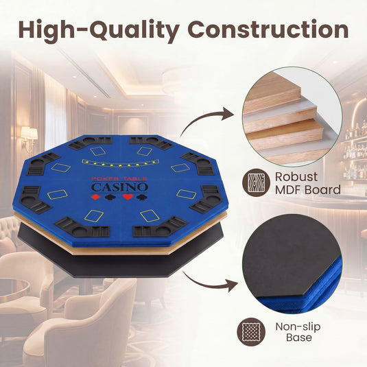 Goplus 48" Foldable Octagonal Poker Table Top 8 Players w/Chip Trays for Texas Hold'em Blackjack