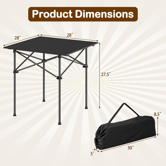 Goplus Outdoor Folding Camping Table with Snap-Together Design & Carrying Bag