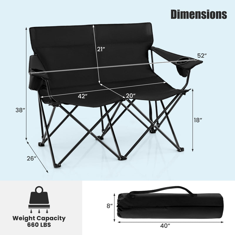 Load image into Gallery viewer, Goplus Double Camping Chair Oversized Heavy Duty Camping Loveseat
