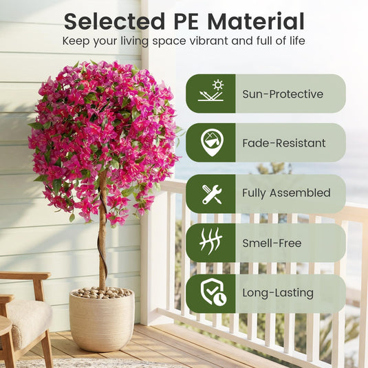 Goplus 2 Pack Artificial Azalea Trees with Vivid Blooming Flowers for Indoor Outdoor Decor