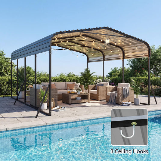 Goplus 12 x 20 FT Heavy-Duty Carport Outdoor Galvanized Steel Garage Car Shelter