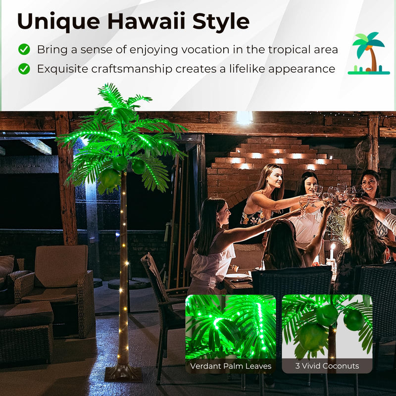 Load image into Gallery viewer, Goplus 6FT Artificial Lighted Palm Tree, Outdoor Light Up Tropical Palm Trees with 309 LED Lights
