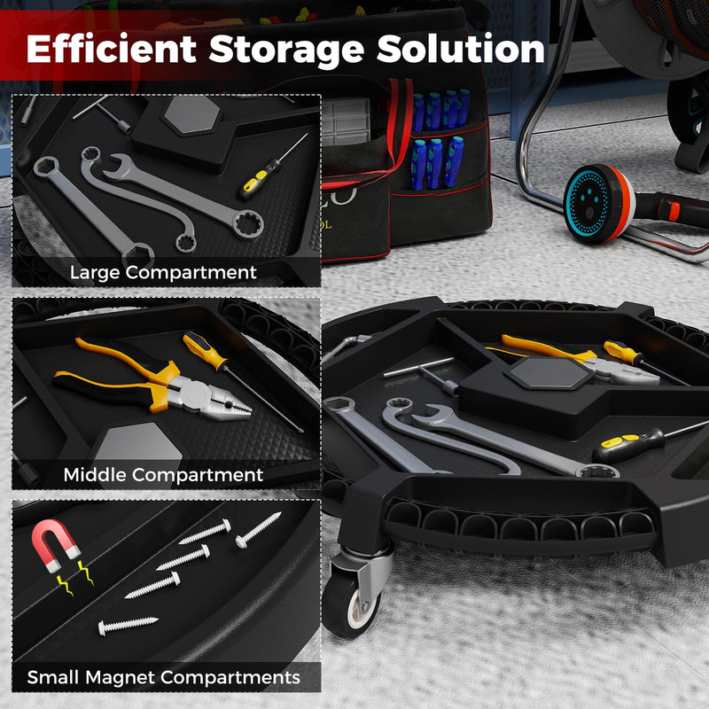 Load image into Gallery viewer, Goplus Mobile Automotive Tool Creeper with 3 Swivel Casters &amp; 4 Compartments (19.5" x 19.5" x 4")
