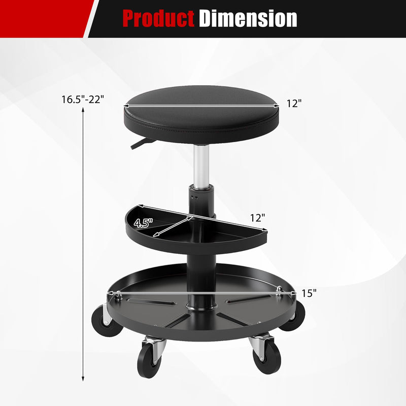 Load image into Gallery viewer, Goplus Swivel Rolling Mechanic Stool w/2-Tie Tool Trays | 360° Garage Shop Chair
