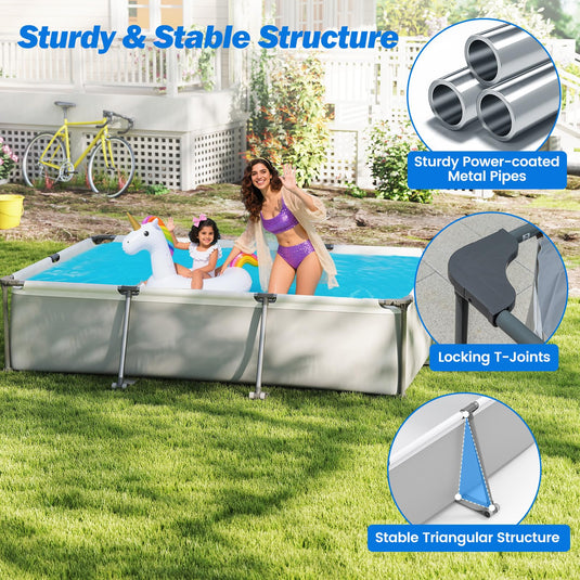 Goplus 10' x 6.8' x 26" Rectangle Metal Frame Above Ground Swimming Pool