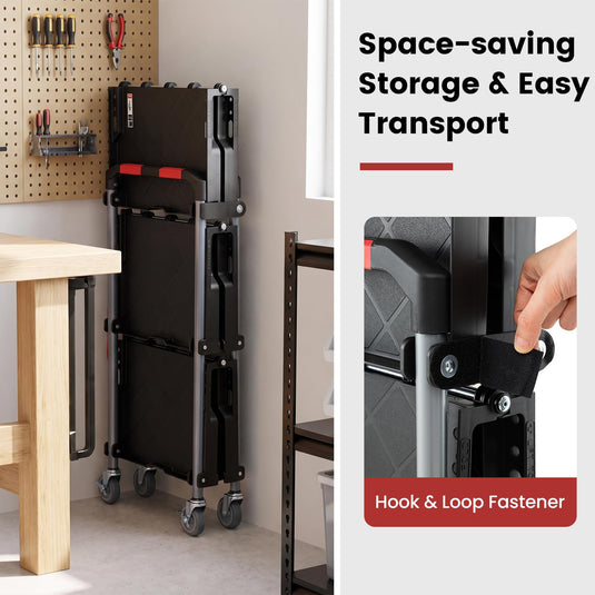 Goplus 3-Tier Folding Utility Cart w/Swivel Wheels | Tool-Free Assembly