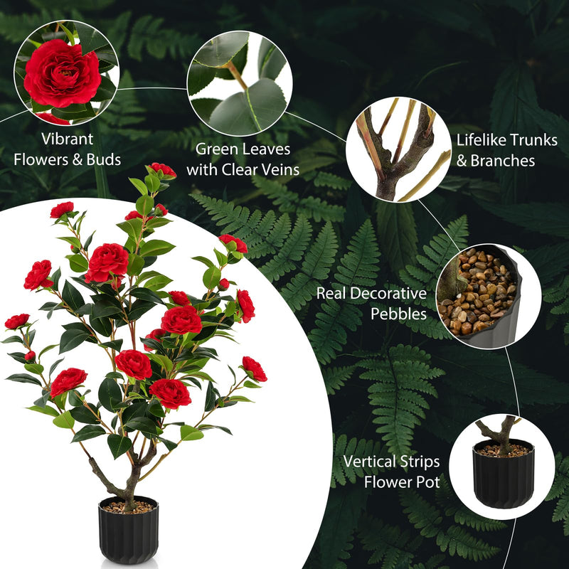 Load image into Gallery viewer, 38&quot; Artificial Camellia Tree - Goplus
