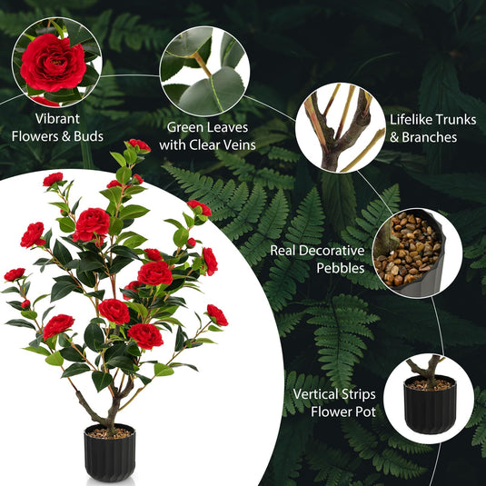 38" Artificial Camellia Tree - Goplus