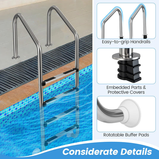 Goplus 4-Step Swimming Pool Ladder Heavy Duty Non-Slip Ladder