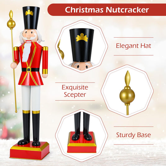 Goplus 4' Christmas Nutcracker w/High Hat Beautiful Scepter Uniform & Boots